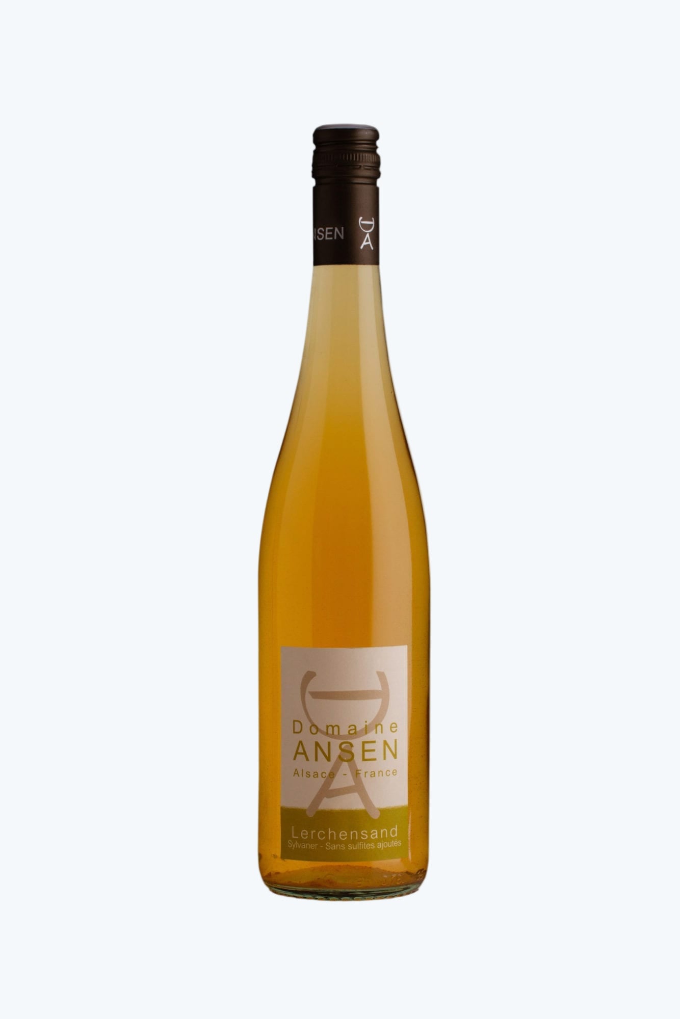 Bottle of Domaine Ansen wine on a white background